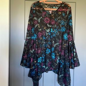 Sheer bell sleeve shirt